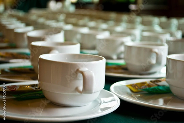 Obraz lots of coffee in cups on the table