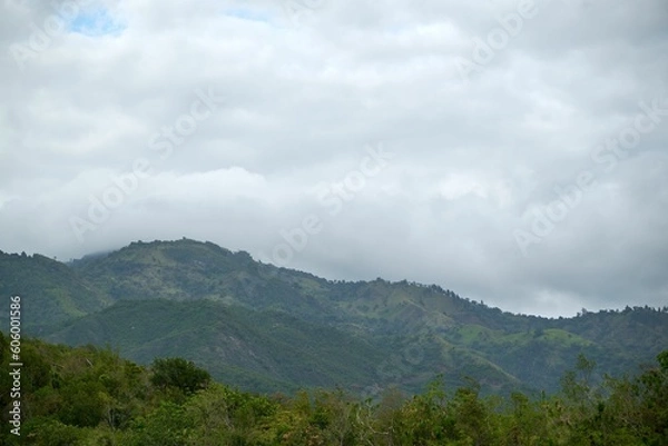 Fototapeta Beautiful landscape with mountains on a cloudy day