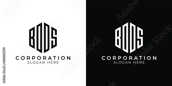 Fototapeta An Impressive BOOS Word Logo Design with a Dynamic 4-Letter Polygon for a Memorable Brand