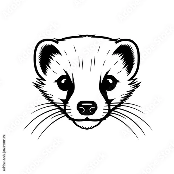 Obraz Ferret head vector illustration isolated on transparent background