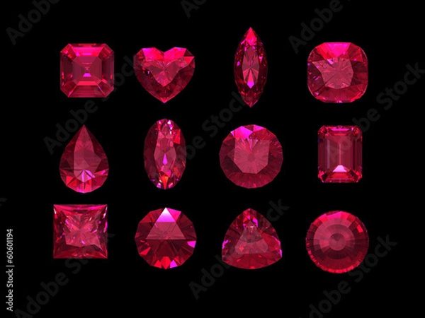 Obraz Group of  ruby shape with clipping path