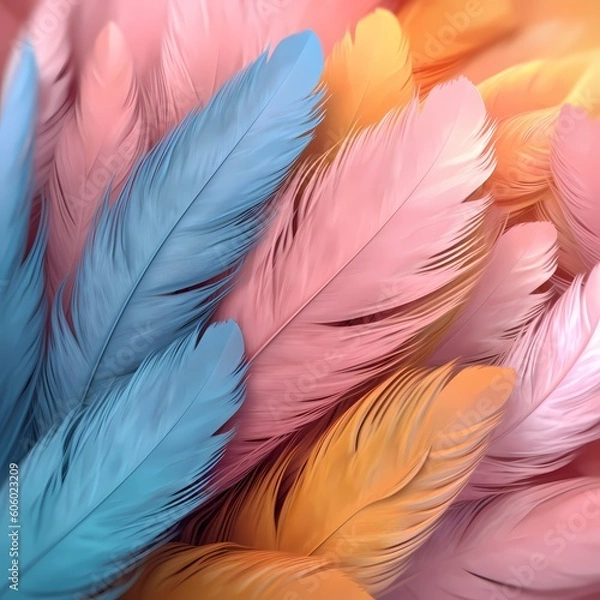 Fototapeta 3d render of feather pastel color .Generative AI