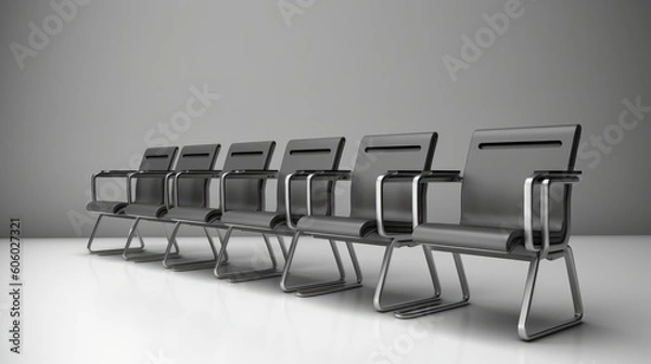 Fototapeta row of bench in the terminal of airport. empty airport terminal,ai generative
