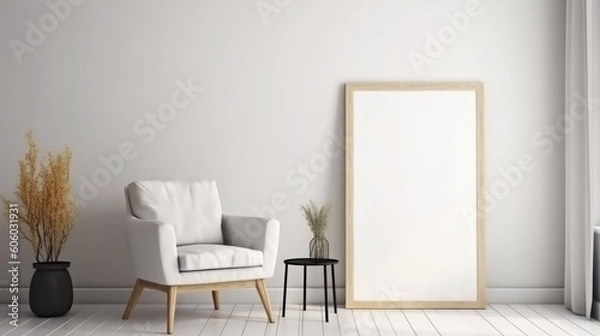 Fototapeta Room with blank poster