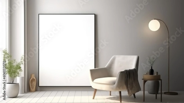 Obraz blank poster mock up on the wall of room