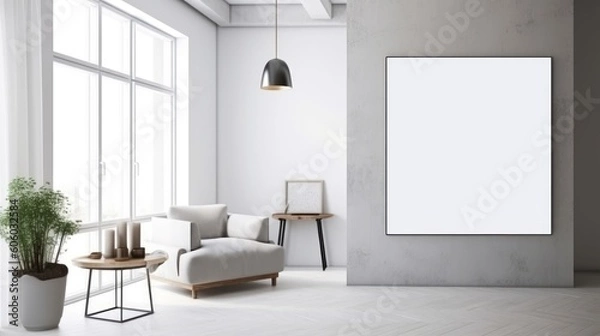 Fototapeta Room with blank poster