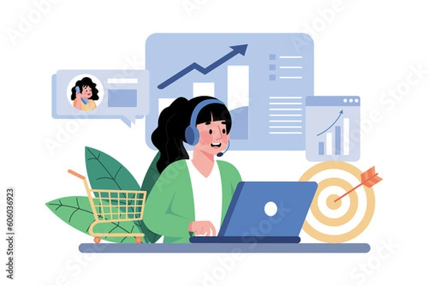 Fototapeta Sales team member setting sales targets.