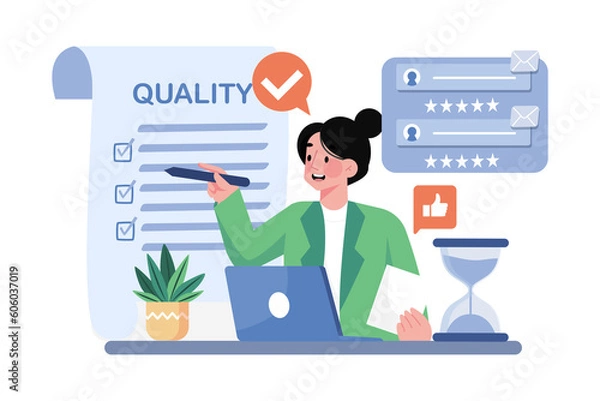 Fototapeta Quality control specialist implementing quality processes.