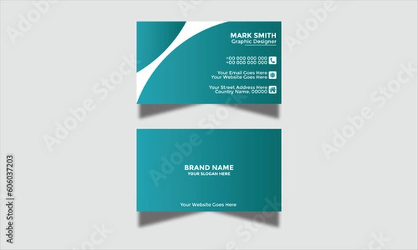 Fototapeta Modern Corporate and Creative Business Card Design Template Double-Sided Horizontal Name Card Simple and Clean Blue White and Black Visiting Card Vector Illustration Colorful Gradient Business Card