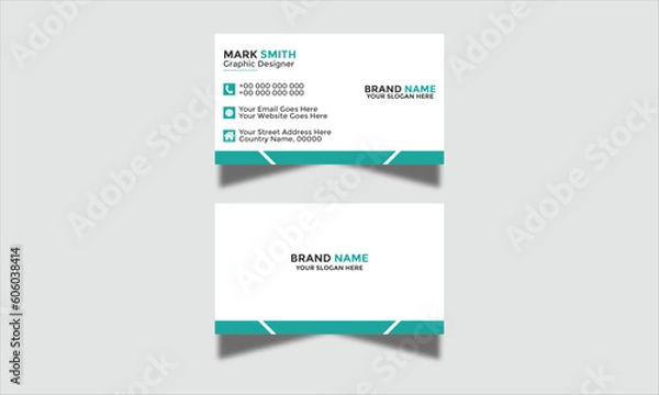 Fototapeta Modern Corporate and Creative Business Card Design Template Double-Sided Horizontal Name Card Simple and Clean Blue Green and Black Visiting Card Vector Illustration Colorful Gradient Business Card