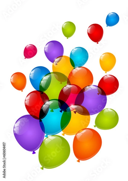 Fototapeta Color glossy balloons isolated on white