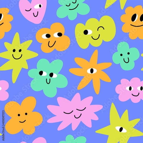 Obraz Abstract contemporary background, trendy pattern with abstract characters. Seamless pattern for card, print on clothes.