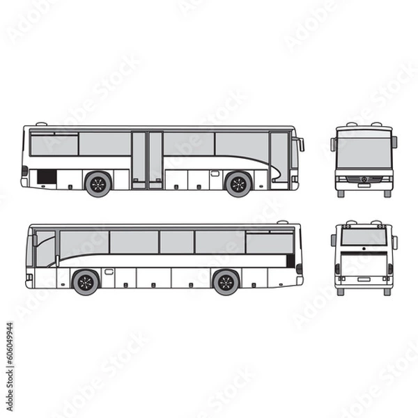 Obraz bus car outline, year 1999, isolated white background