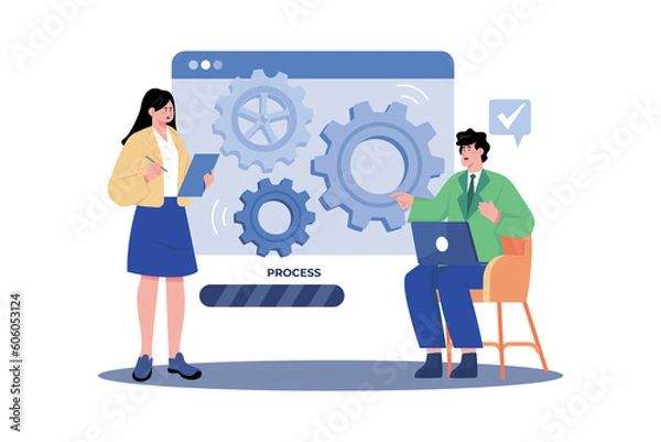 Fototapeta Operations manager streamlining business processes.