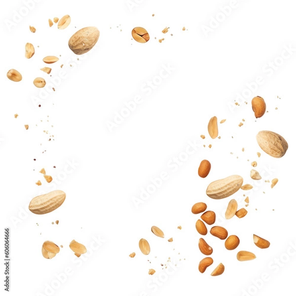 Fototapeta scatter peanut isolated on transparent background cutout , generative ai