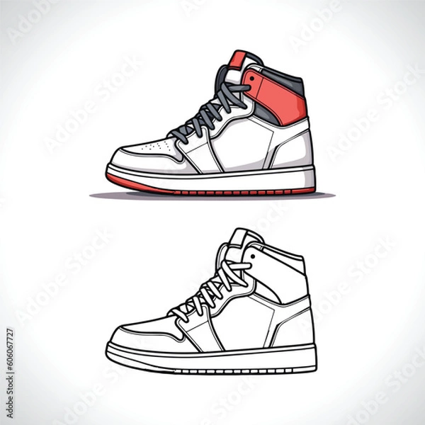 Obraz Jordan Sneaker Vector Illustration Clean Style Shoe Logo Design