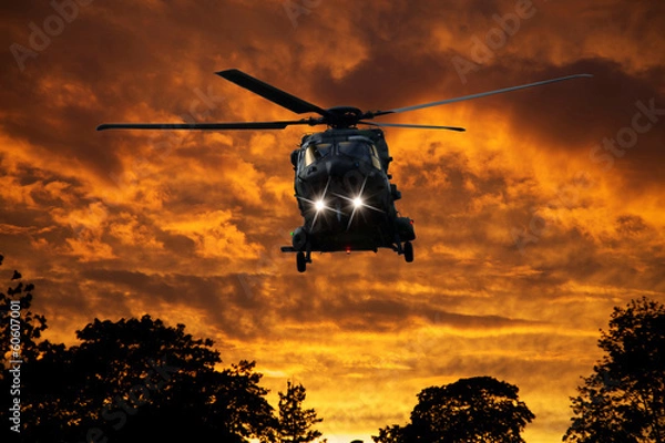 Obraz Helicopter at sunset
