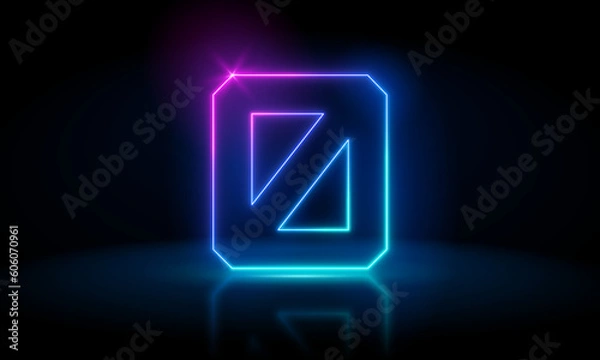 Fototapeta 3d render, number zero glowing in the dark, pink blue neon light. Abstract cosmic vibrant color digit neon glow. Glowing neon lighting on dark background. Numbers futuristic style