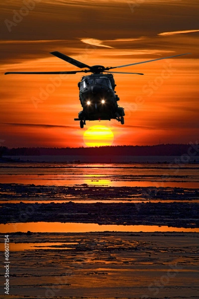 Obraz Helicopter at sunset