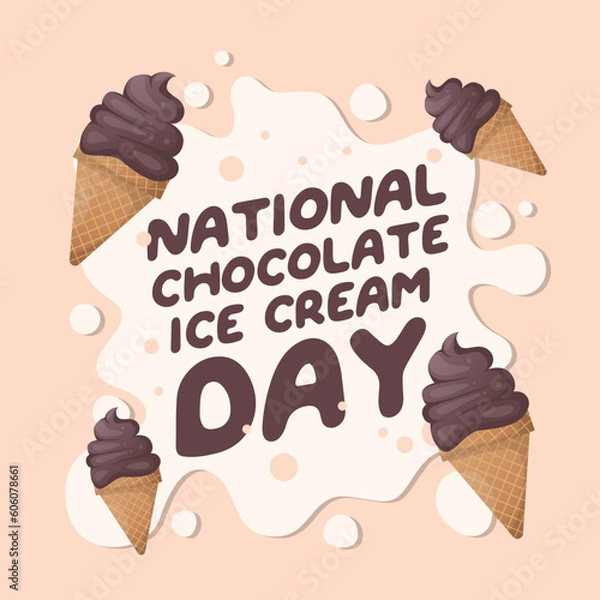 Fototapeta National Chocolate Ice Cream Day design template. chocolate ice cream vector design. chocolate illustration. flat ice cream design. 