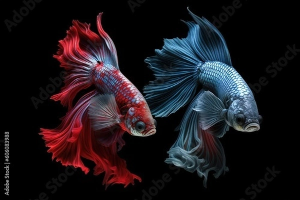 Fototapeta A stunning display of betta fighting fish