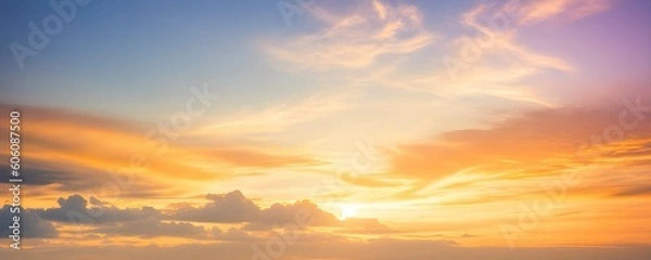 Obraz 美しい夕焼けの空と雲のパノラマビュー
