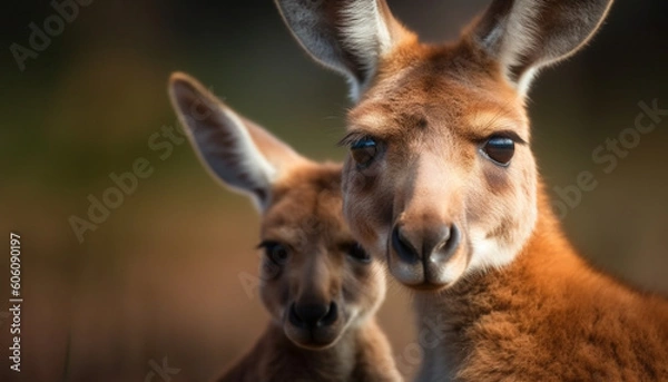 Obraz Fluffy mammal looking at camera in meadow generated by AI