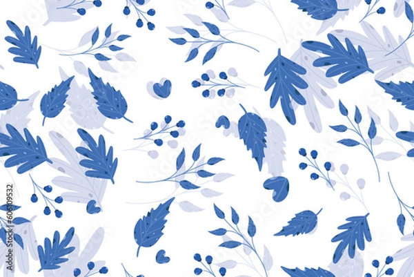 Obraz leaf vector background in blue color that can be precisely traversed