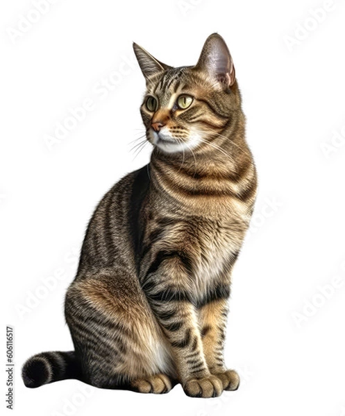 Fototapeta A sitting cat on a transparent background. Generative AI