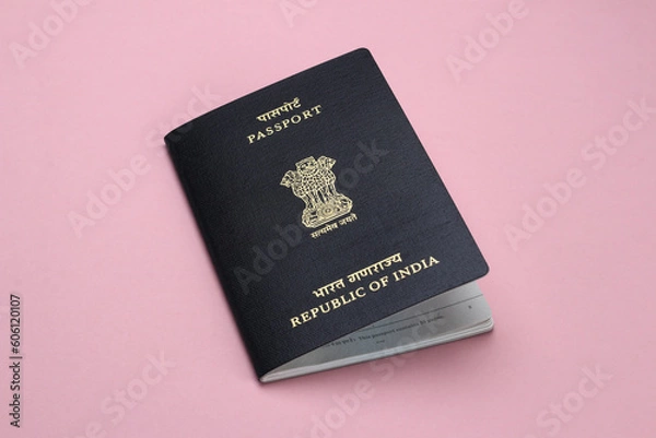 Obraz Indian passport on pink background.
