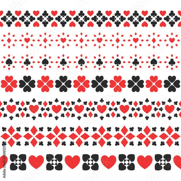 Fototapeta Set of seamless card suits ribbons