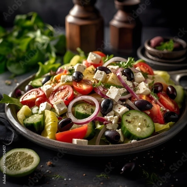 Fototapeta  Refreshing Greek salad shot with a Canon EOS R5