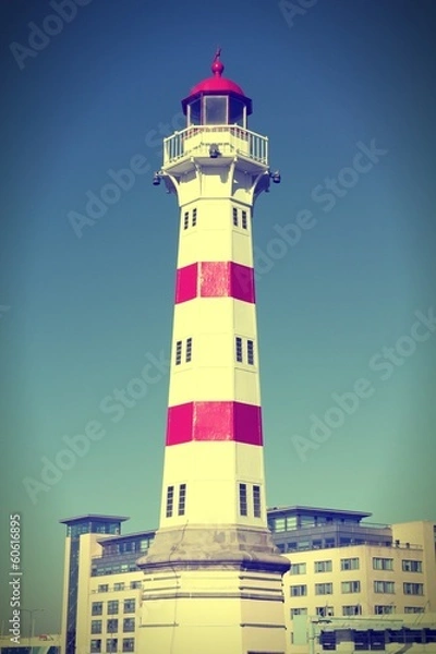 Fototapeta Malmo lighthouse - cross processing color tone