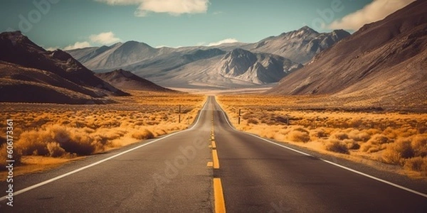 Obraz Wygenerowano AI. AI generatywny. Adventure Desert Road Explore Vibe. Grafika