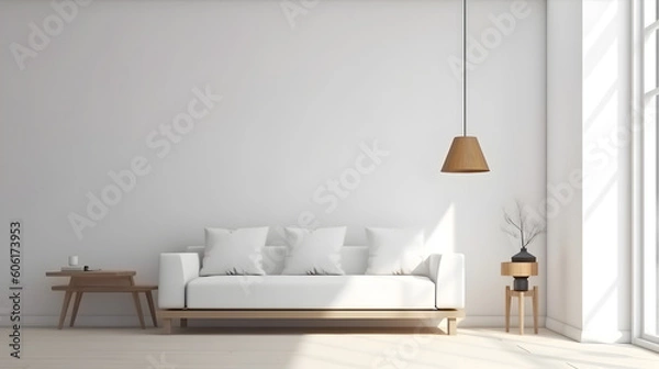Fototapeta Minimalist Interior of modern interior desige 3D rendering, generative ai