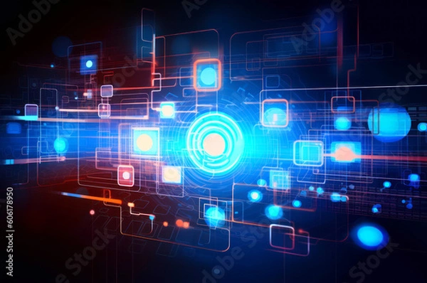 Obraz Abstract Future Technology Telecoms Background Illustration - Post-processed Generative AI