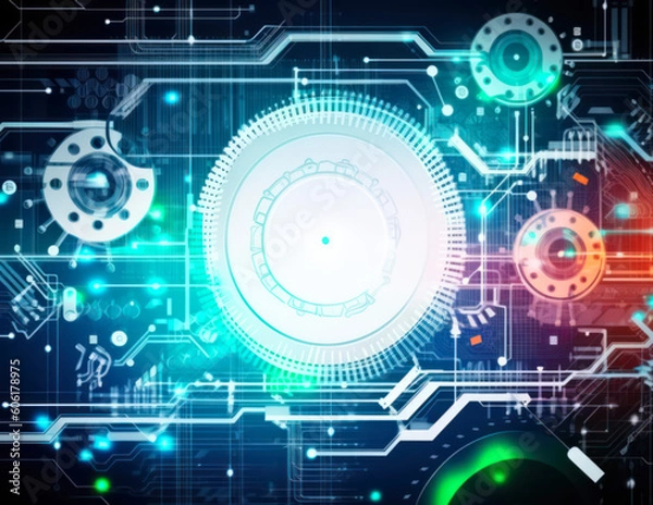 Obraz Abstract Technological Background with Various Elements - Post-processed Generative AI