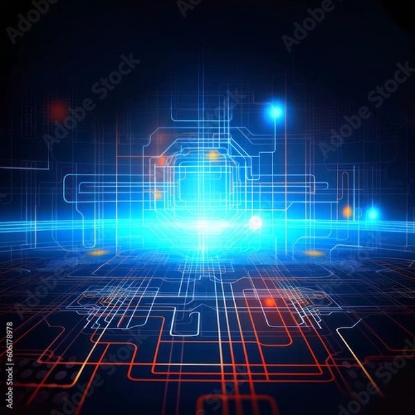 Obraz Abstract Background Futuristic Technology Style - Post-processed Generative AI