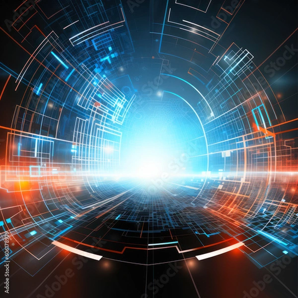Obraz Abstract Background Futuristic Technology Style Elegant Background for Business Tech Presentations - Post-processed Generative AI