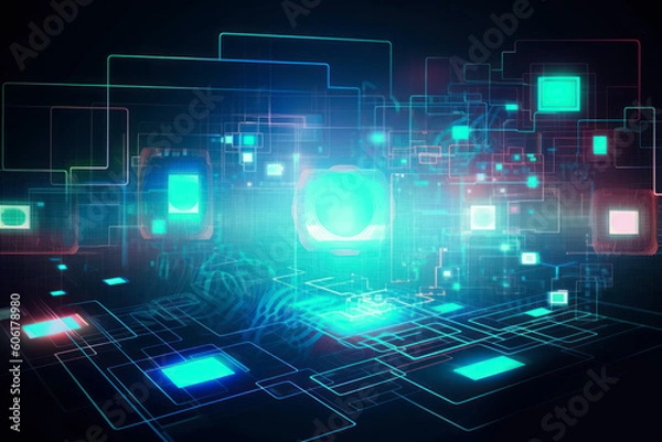 Obraz Abstract Future Technology Telecoms Background Illustration - Post-processed Generative AI
