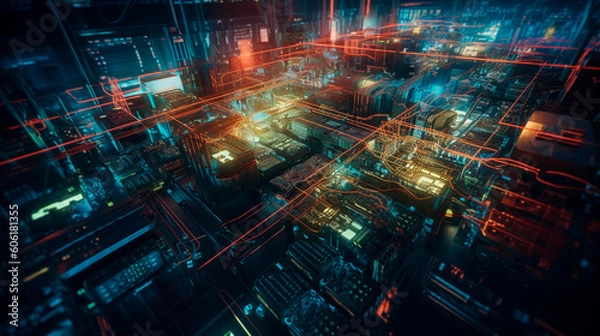 Fototapeta Abstract circuit cyberspace design created. Generative AI