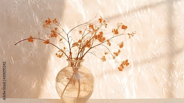 Fototapeta a vase that is sitting in a glass vase outdoors Generative Ai