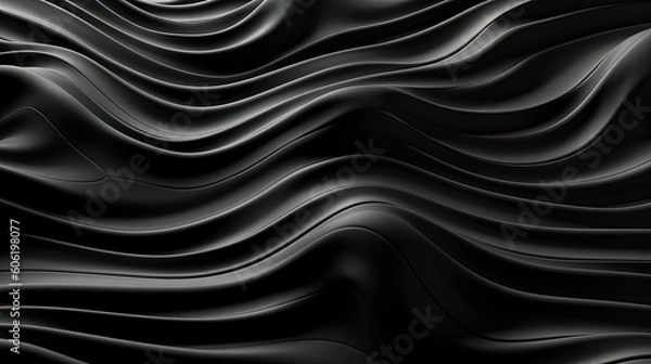 Fototapeta Abstract wavy black metallic 3D background