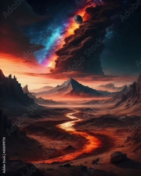 Fototapeta sunset over the mountains