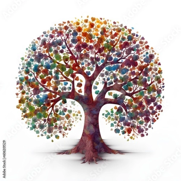 Fototapeta tree with colourful branches on white background