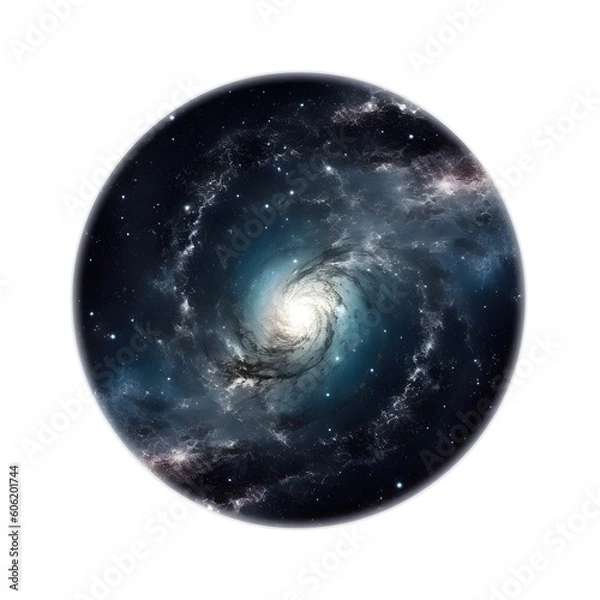 Fototapeta a planet with space in a circle surounded by white background