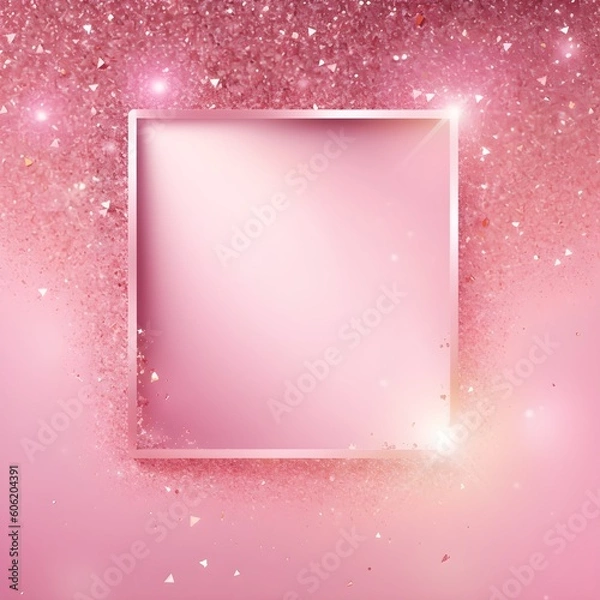 Fototapeta pink abstract glitter shimmering background with stars and square in the middle