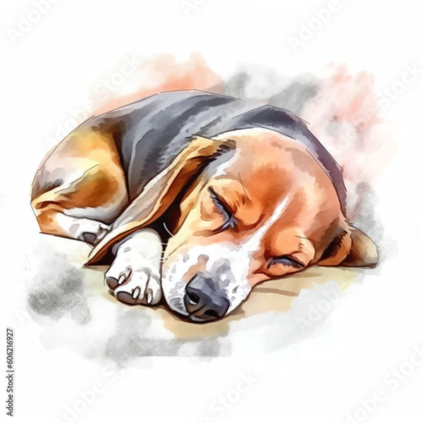 Fototapeta beagle in water color  Generative AI.