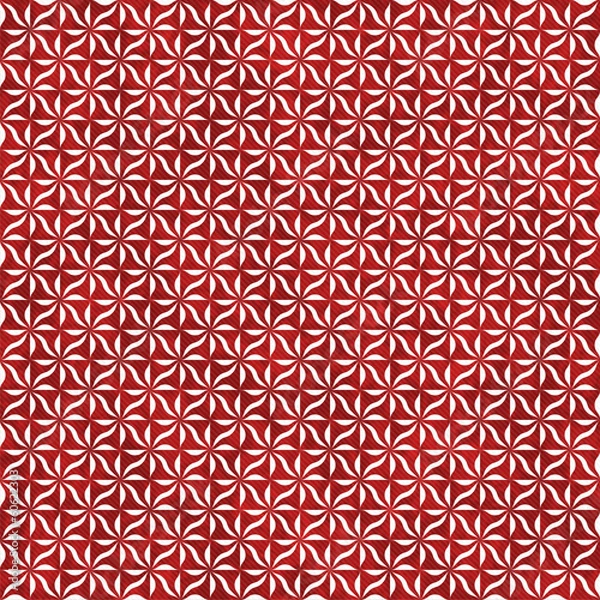 Fototapeta Red and White Decorative Swirl Design Textured Fabric Background