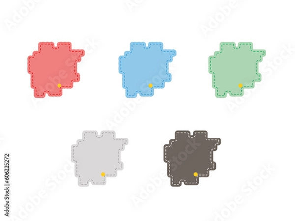 Fototapeta 岡山県　地図（角丸ステッチ）